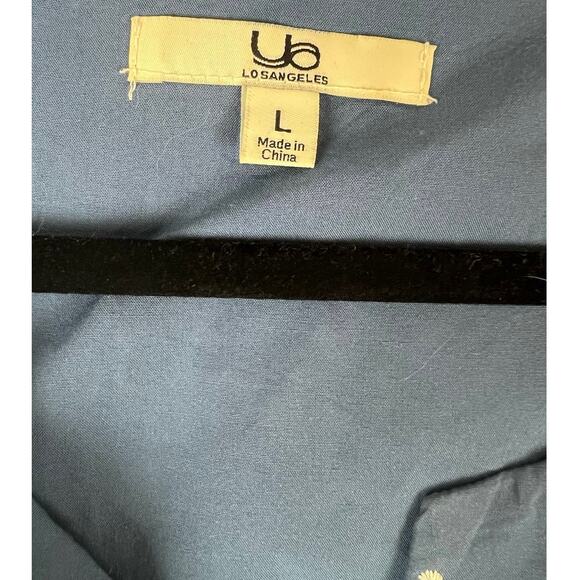 Ya Los Angeles Blue Embroidered Peasant Blouse Sz - Picture 3 of 9